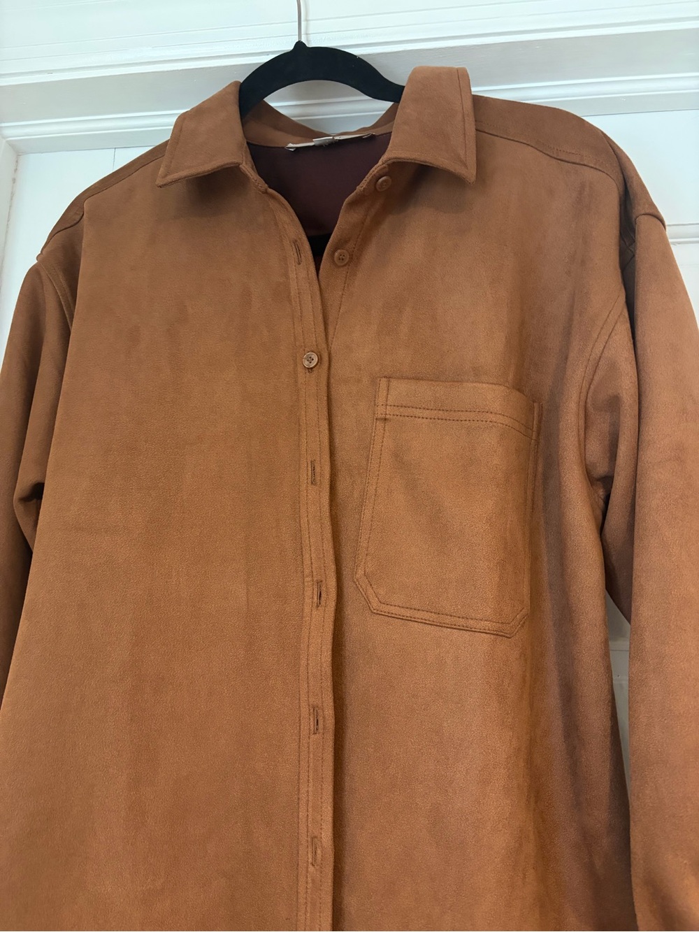 LOFT Rust-Brown Suede-Look Shirt Jacket - Picture 2 of 7